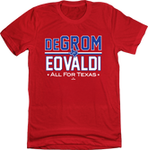 deGrom Eovaldi All for Texas MLBPA Tee